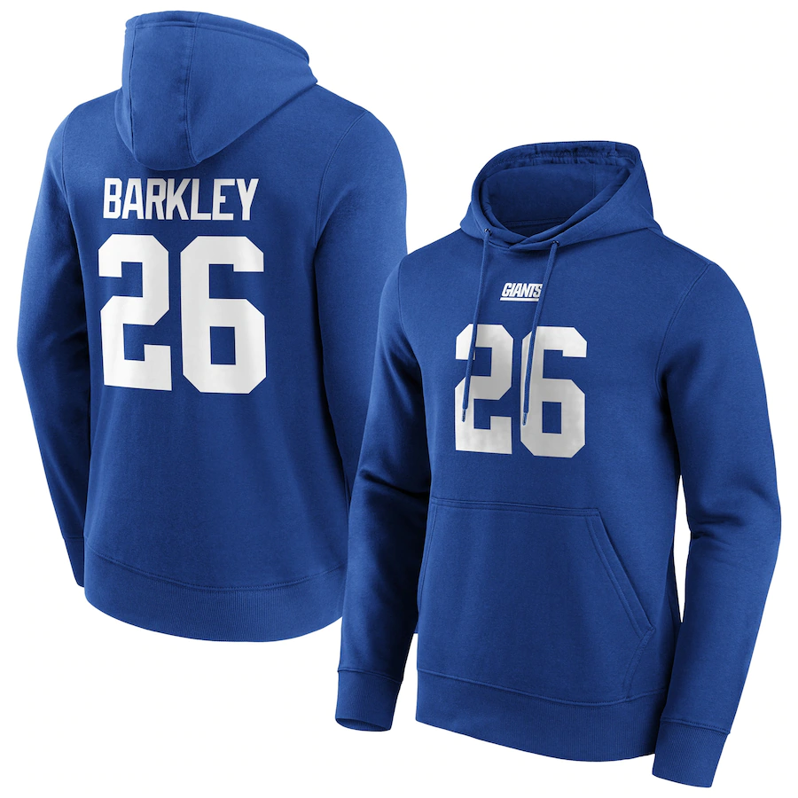 Men's New York Giants #26 Saquon Barkley Blue Hoodie